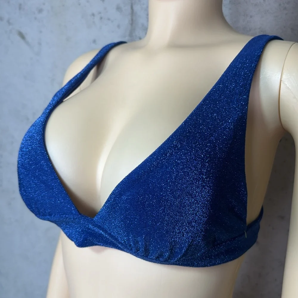 Monday swim Portofino Top in navy shimmer sz M